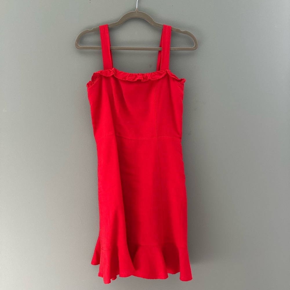 & other stories mini red linen dress, size 4